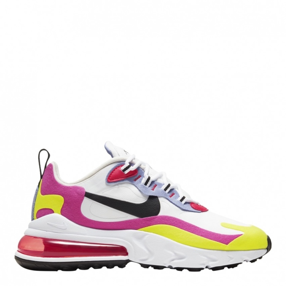 Women's Air Max 270 React Shoes: White/Pink/Yellow